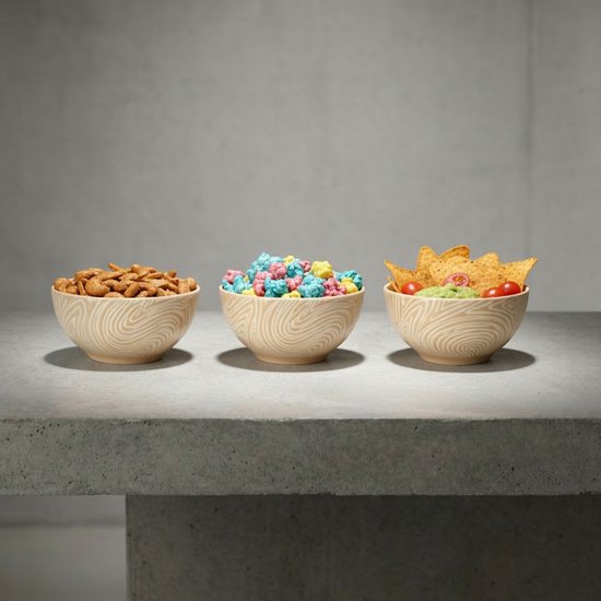 alpina Ceramic Bowl 3 pièces - Lot de 3 verrines en céramique - Contenance : 0,2 litre chacune - Forme ronde - Idéales pour le petit-déjeuner, les en-cas ou les desserts - 10,5 x 10,5 x 19,5 cm - Marron clair - Garantie de 2 ans