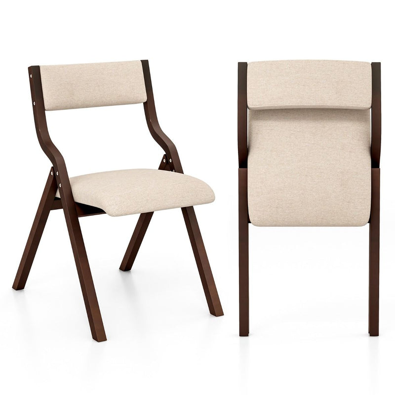 Lot de 2 chaises de salle à manger Coast - Pliantes - Structure en bois massif - Café et beige