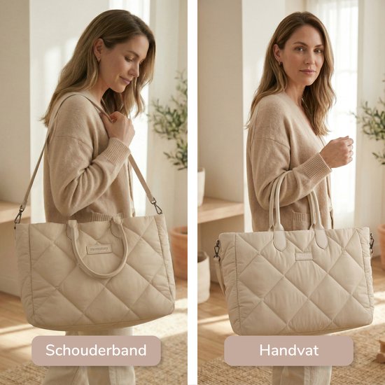 Sac à langer Mommsy – Sac à langer – Mom Bag – Compartiment isotherme – Tissu matelassé – Mommy Bag – Très spacieux – Hydrofuge – Organiseur – Léger – Beige