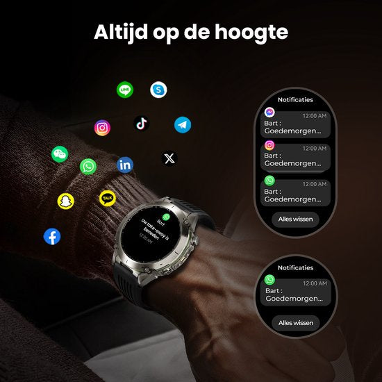 Maoo FORGE - GPS Smartwatch Homme - Ecran AMOLED 1,43" - 3 bracelets - GPS (5 satellites) - Fonction cloche - Batterie 730mAh (longue durée de vie) - 170+ modes sport - Fréquence cardiaque, pression artérielle, SpO2, podomètre - Boussole, Lampe de poche -
