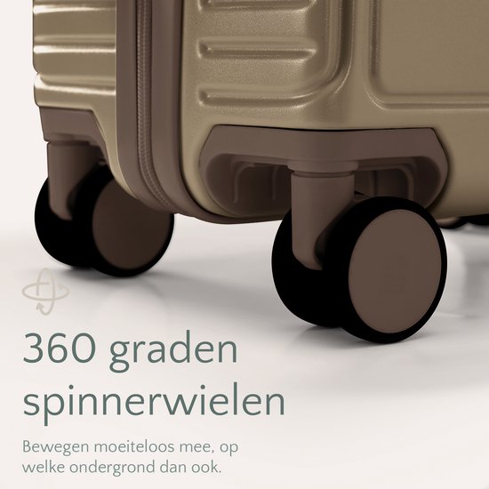 Skycases City Walker - Bagage à main Valise - 34L - Léger et solide - Roues pivotantes à 360° - Verrouillage TSA - Housse de protection incluse - Compact et spacieux - Champagne