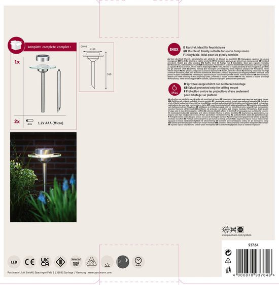 Spots de jardin solaires à LED Ufo IP44 3000K en acier inoxydable, lumière vive