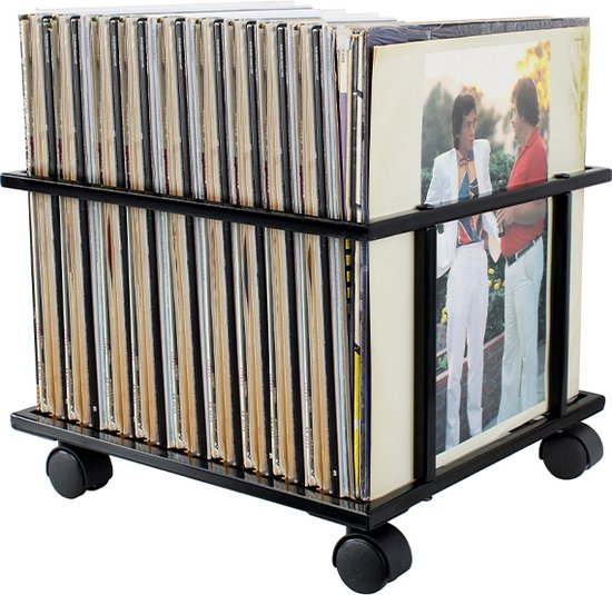 Boîte de rangement mobile pour vinyles lp - chariot de rangement - rangement de disques vinyles lp