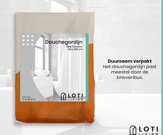 Loti Living Rideau de douche anti-moisissure - Art texturé - Anneaux inclus - Imperméable - Polyester - Rideau de douche 120x200 cm