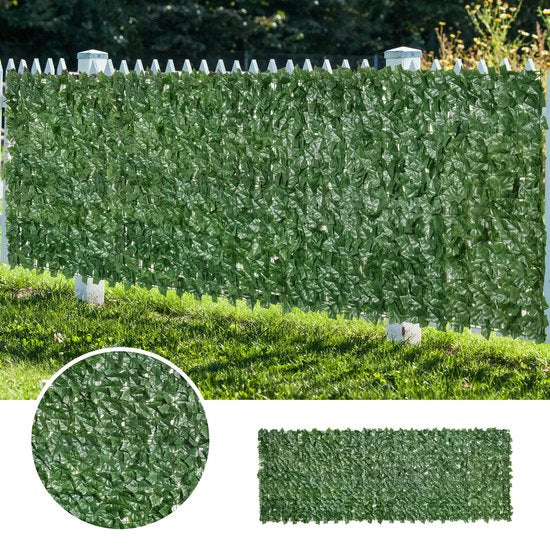 Haie artificielle Outsunny - lavable - résistante aux UV et aux intempéries - vert foncé