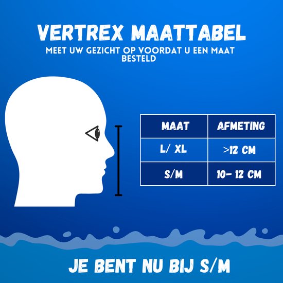 Masque de plongée Vertrex avec tuba S/M - Tuba - Masque de plongée adultes et enfants - Masque de plongée enfant - Masques de plongée avec tuba