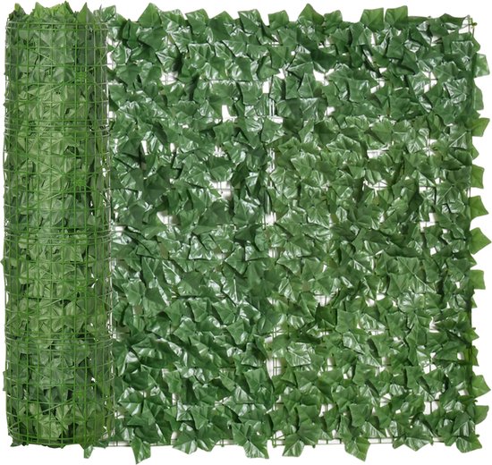 Haie artificielle Outsunny - lavable - résistante aux UV et aux intempéries - vert foncé