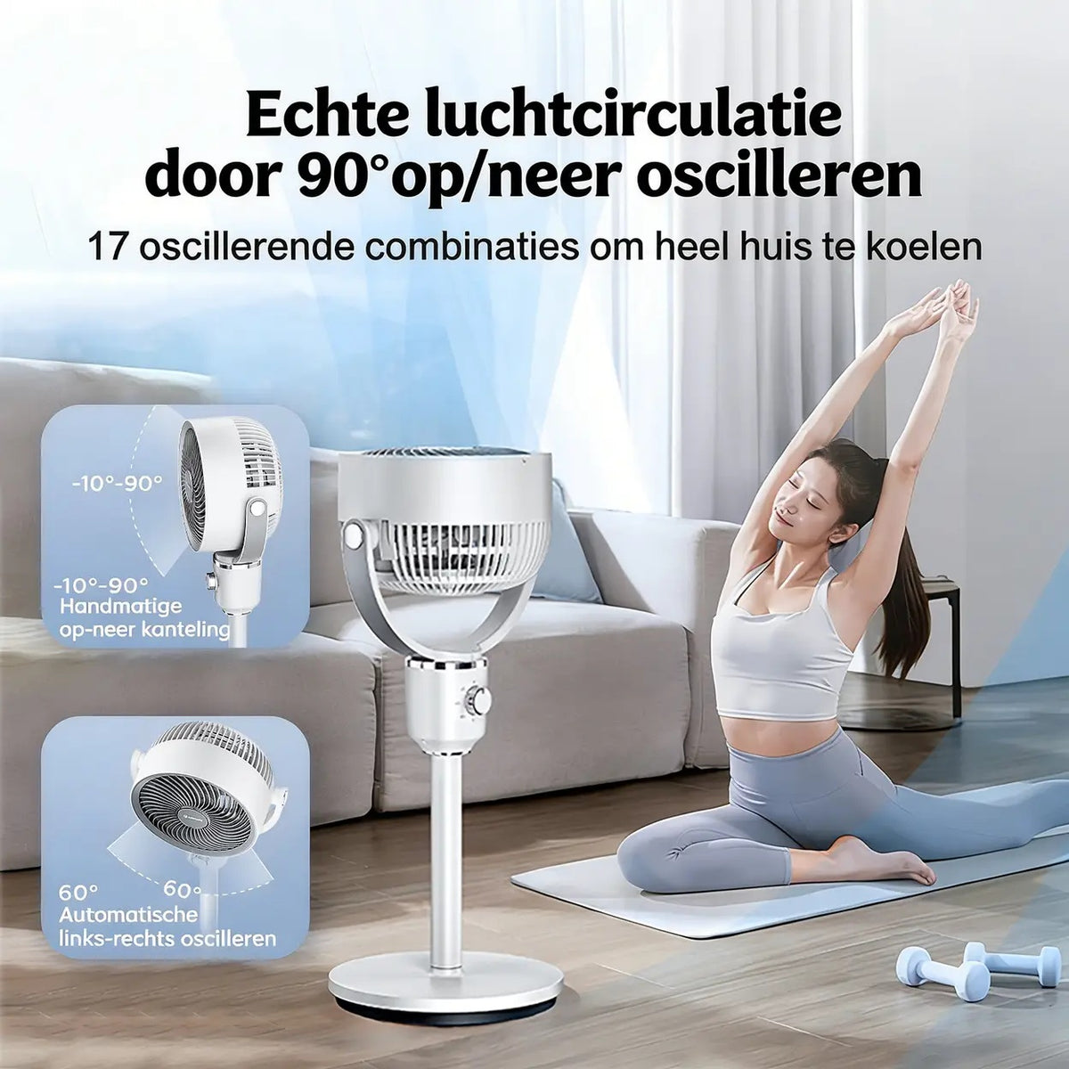 Ventilateur de circulation d'air Airmate - Réglable de 45 à 108 cm - 3 pales