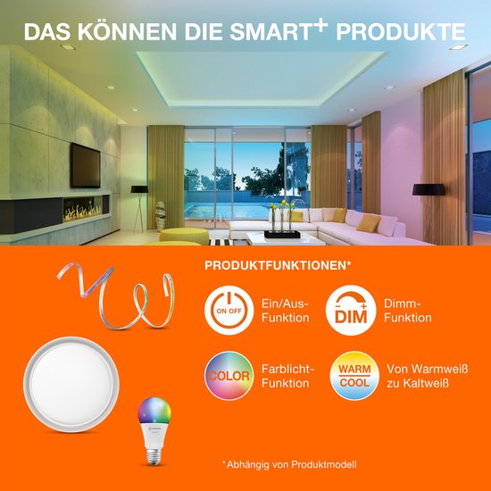 LEDVANCE Luminaire : pour plafond, SMART SURFACE DOWNLIGHT TW / 22 W, 22-...24- V, angle de rayonnement : 11-, Tunable White, 3-65- K, matériau du corps : aluminium, IP2-