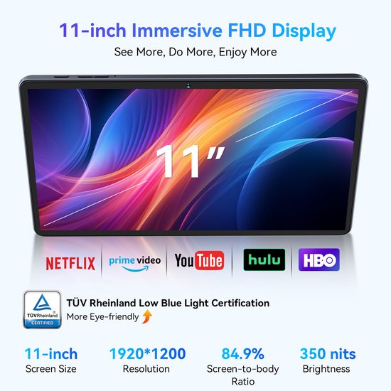 Tablette BESTTAB W90 - Tablette 11 pouces - 24 Go de RAM - 256 Go de ROM - 8 000 mAh - Android 15 - Wi-Fi 6 - Tablette à écran tactile - Double carte SIM - Gris