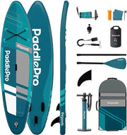 LifeGoods PaddlePro SUP Board Pro - Pro Set - Planche à pagaie gonflable - Max. 150KG - 320x81cm - Deep Aqua