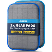 Licargo, lot de 2 chiffons de nettoyage pour vitres - chiffon en microfibre 16 x 22 cm - ne laisse pas de traces, pour vitres de voiture et rétroviseurs