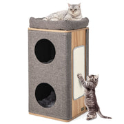 Coast Maison pour chat - 2 étages - Max. 20 kg - Gris / Bois