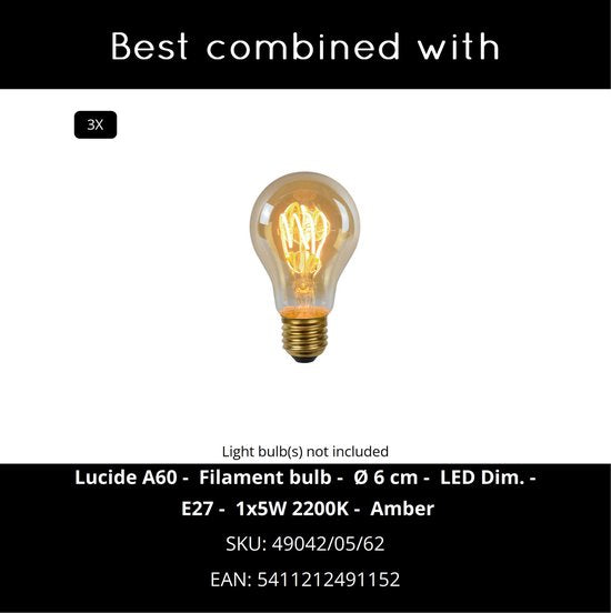 Lucide GUNHILD - Suspension - 3xE27 - Transparent
