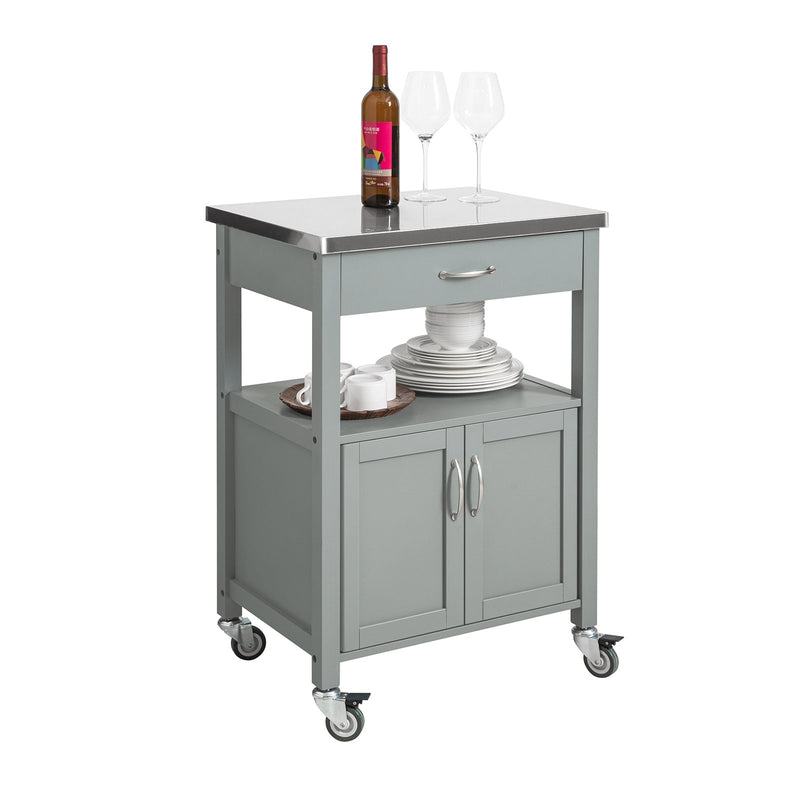 SoBuy Chariot de cuisine avec 1 tiroir et 2 portes - Max. 30KG - 60 x 44 x 92 cm - Gris