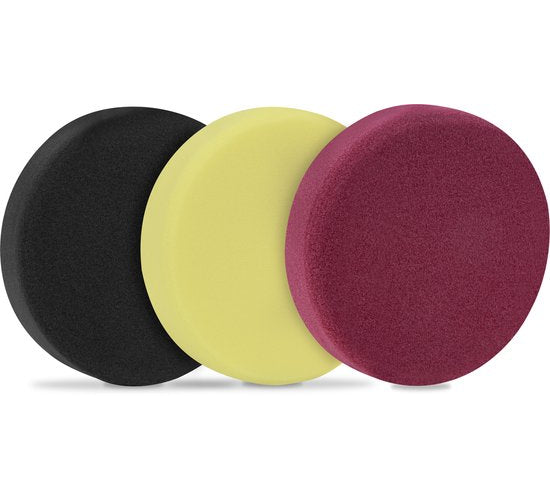 VONROC Disques de polissage/Pads de polissage en mousse pour polisseuses - Kit de démarrage - 125mm, 3 pièces