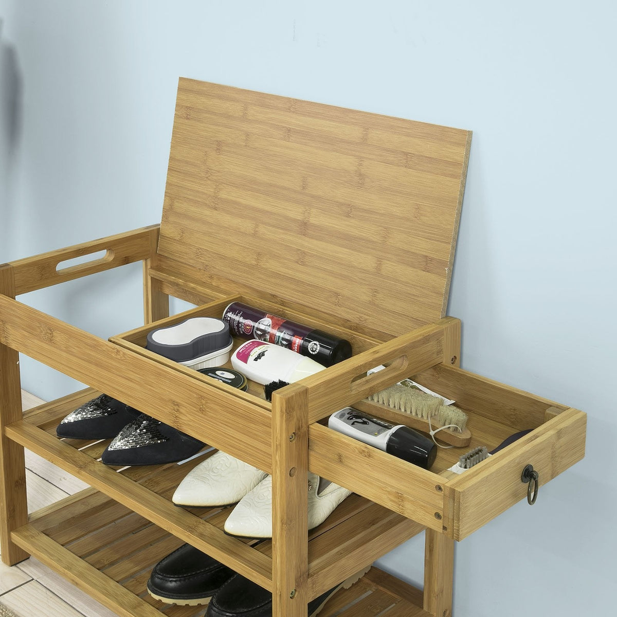 SoBuy FSR49-N Meuble à chaussures 2 étagères en bambou