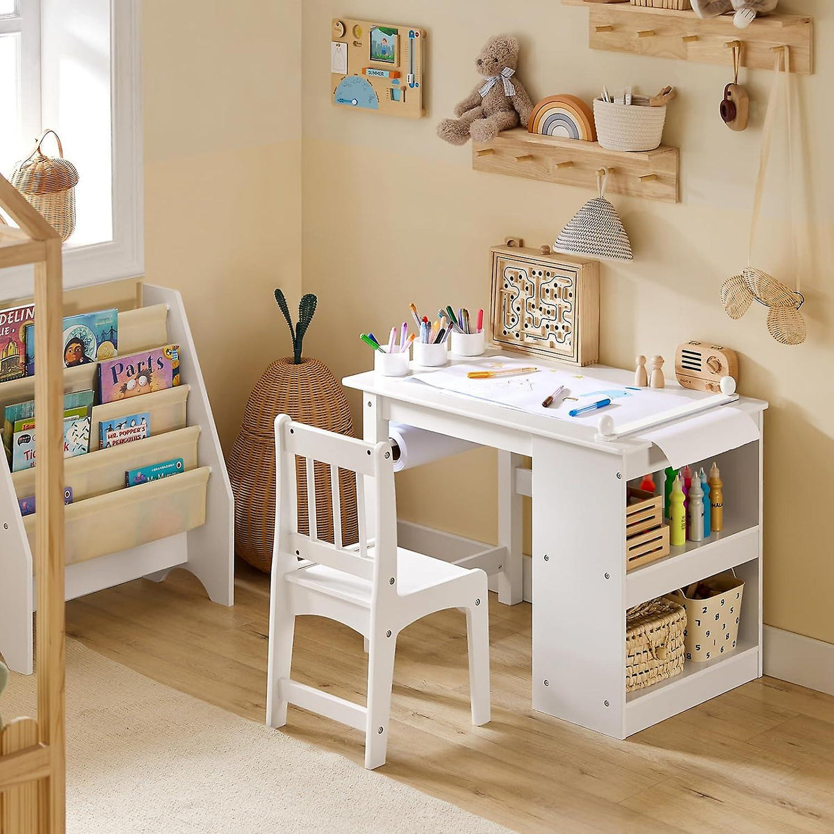 SoBuy - Ensemble bureau et chaise pour enfant - blanc - 80x54 x65.5 cm