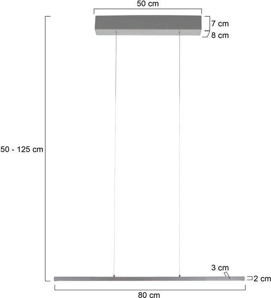 Suspension Bande 4906ST couleur acier, hauteur réglable de 50 à 125 cm, style moderne, avec composants électroniques et éléments métalliques, marque Steinhauer