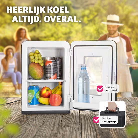 tectake® Mini Car Cooler - Mini bar portable 14L - Fonction 2 en 1 : refroidir et chauffer - Glacière électrique idéale pour les boissons, les médicaments ou le maquillage - Pour la maison ou en déplacement - Mode ECO