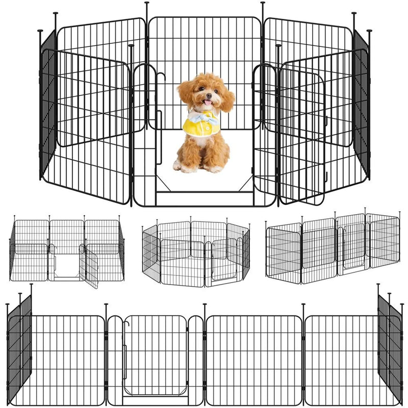 Yaheetech : enclos pour chien sûr et modulable, composé de 8 éléments, 60 cm – Noir mat – Métal