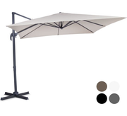 Parasol flottant VONROC Premium Pisogne 300x300cm - Base transversale et housse de protection incluses - carré - Rotation 360° - Inclinaison - Toile résistante aux UV - Beige