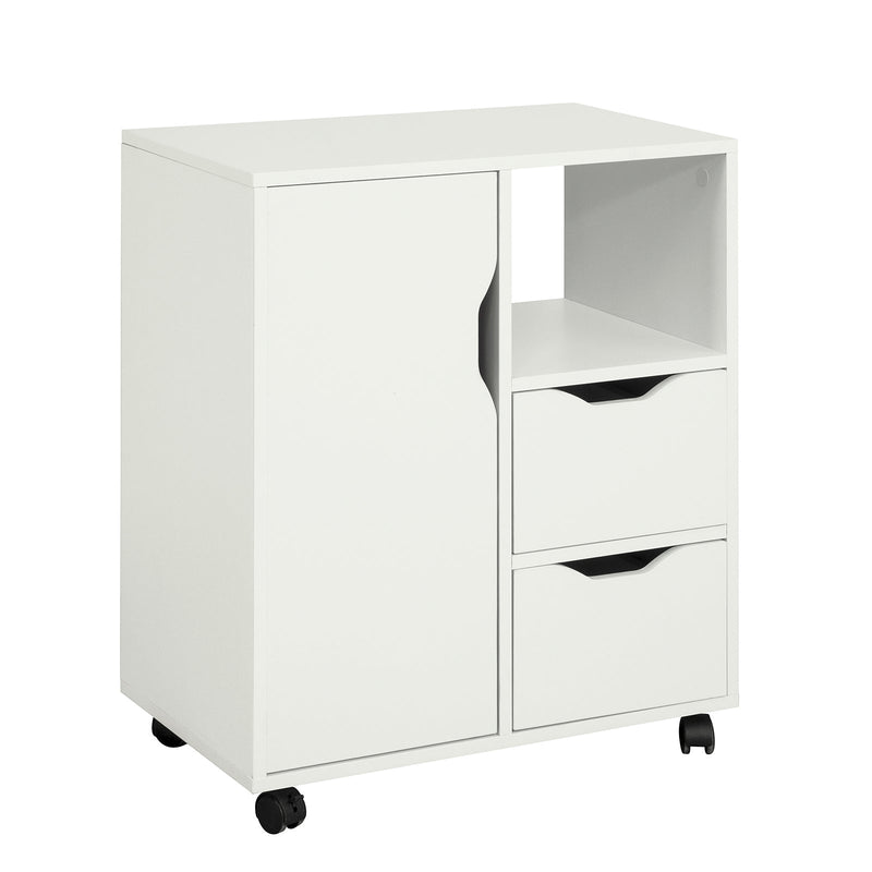 SoBuy Armoire de bureau - Porte-imprimante avec tiroirs et porte - Max. 50KG - 60 x 35 x 70 cm - Blanc