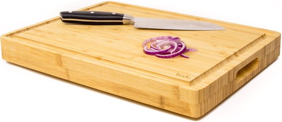 Budu Planche à découper épaisse de luxe - Bambou - 4CM d'épaisseur - Planche à découper en bois - Planches à découper en bois - Planche à découper cadeau - 29.5 x 40 x 4 cm