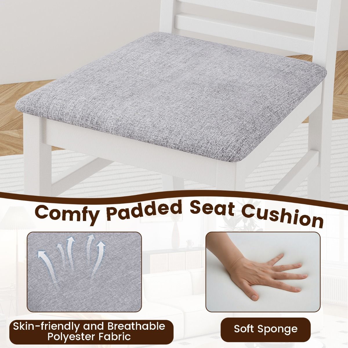 Lot de 2 chaises de salle à manger Coast - sans accoudoirs - assise rembourrée - blanc et gris