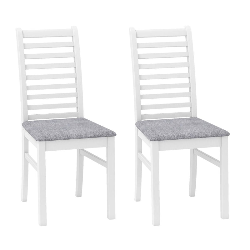 Lot de 2 chaises de salle à manger Coast - sans accoudoirs - assise rembourrée - blanc et gris