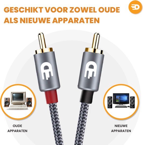 Drivv. Premium Tulip Stereo Audio Cable - 2RCA to 2RCA - Tulip Cable - 2 mètres