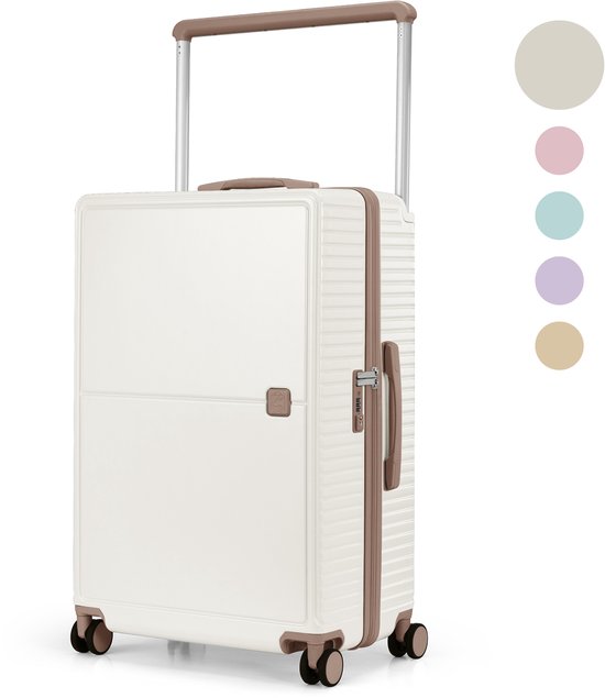 Skycases City Walker - Grande valise de voyage 94L - Légère et résistante - Roues pivotantes à 360° - Verrouillage TSA d'origine - Housse de protection et pochette humide incluses - 76 x 52 x 29 cm - Beige