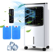 Climatiseur portable Coast - Climatiseur par évaporation 4-en-1 - Réservoir d'eau de 8 litres - Oscillation à 70° - Noir/blanc