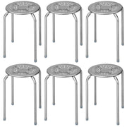 Lot de 6 tabourets empilables en métal Coast - structure renforcée - prêts à l'emploi - gris