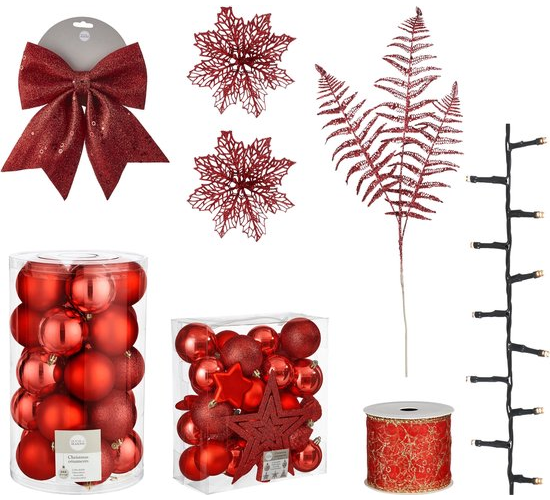 Set de décoration de sapin de Noël House of Seasons - 100 pièces - Rouge