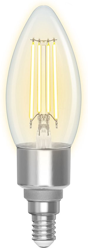 Ampoule LED - Filament - LED intelligente - Ampoule C35 - 4,5 W - Culot E14 - LED intelligente - LED Wi-Fi + Bluetooth - Couleur réglable - Transparente et lumineuse - Verre