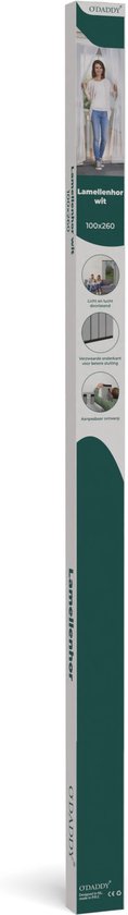 O'DADDY® Fly Curtain Slat Screen - 100x260 cm - Rideau de porte - Porte - Design ajustable - Fibre de verre - Moustiquaire de porte blanche