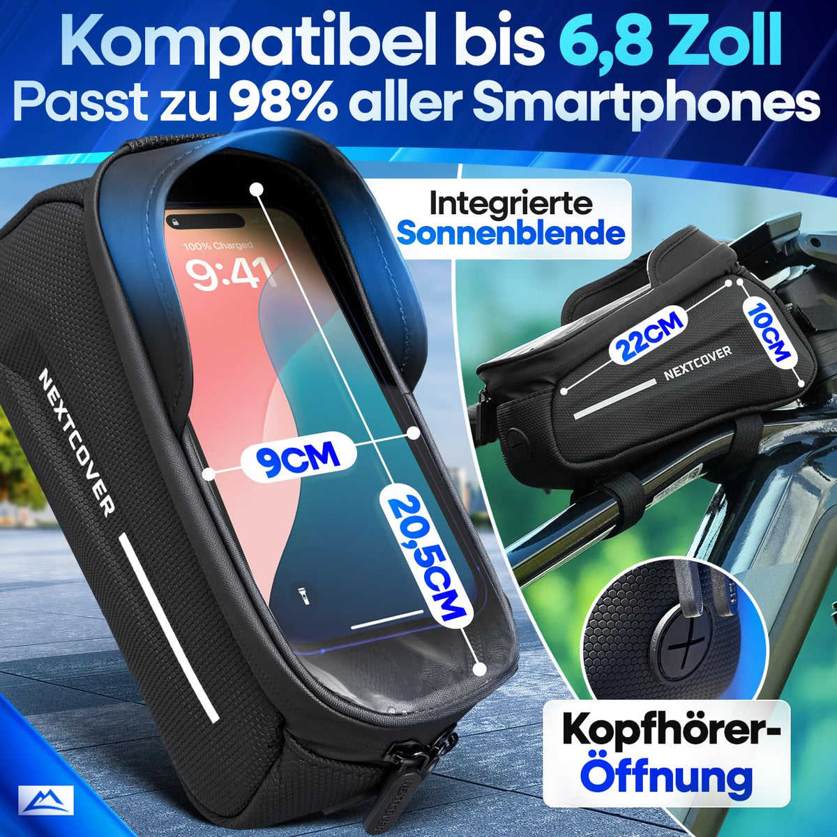 Nextcover® sacoche de cadre vélo - Poche téléphone avec écran tactile - Etanche