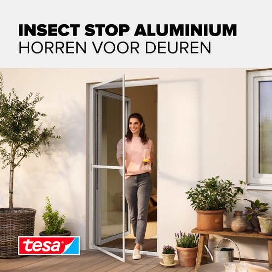 Moustiquaire tesa INSECT STOP en aluminium pour encadrement de porte - moustiquaire à cadre en aluminium, vue dégagée, anthracite - 100 x 220 cm