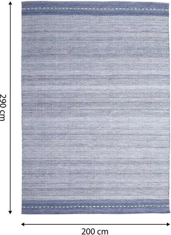 Tapis d'extérieur AXI Rhodos – Rectangulaire – 200 x 290 cm – Bleu – Motif géométrique – Tapis d'extérieur – Résistant aux intempéries et aux UV – Tissage plat – Tapis de jardin – Pour l'intérieur et l'extérieur – Tissé à la main