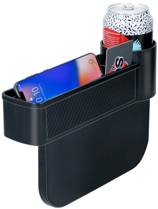 Organiseur pour siège de voiture Dunlop - avec porte-gobelet - Tapis antidérapant - Noir