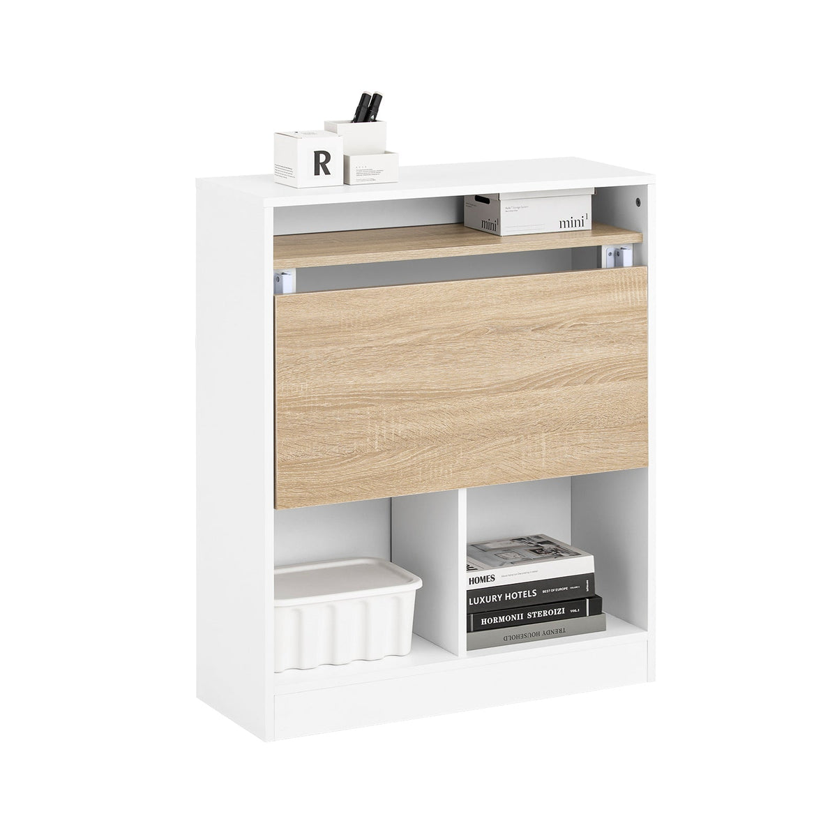Bureau pliant peu encombrant avec étagères de rangement - SoBuy FWT104-WN - blanc - 70 x 57 x 85 cm