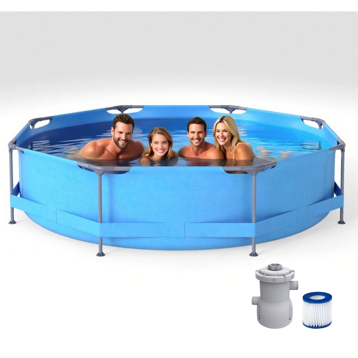 Piscine hors sol Coast - structure ronde - avec pompe de filtration - 3 m x 76 cm - bleue