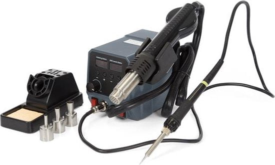 Velleman Station de soudage, 2-en-1, pour composants CMS, multifonctionnelle, 60 W + 300 W, plage de température 50-480 °C + 100-500 °C, gris
