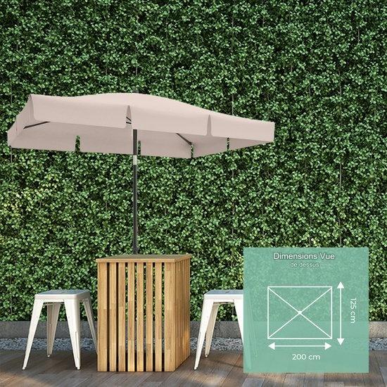 Parasol - LifeGoods - Jardin & Balcon - 200 x 125 cm - Inclinable à 30° - Imperméable - Avec Housse - Taupe