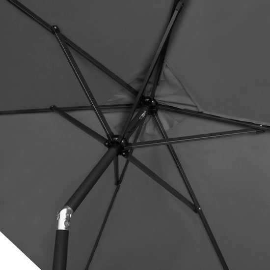 VONROC Premium Parasol Stick Rapallo 200x300cm - Housse de protection incluse - Parasol rectangulaire - Inclinable - Toile résistante aux UV - Gris
