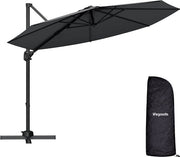 LifeGoods Parasol flottant - 6 pieds - Rotation 360° - Rond Ø300 cm - Housse de protection incluse - Anthracite