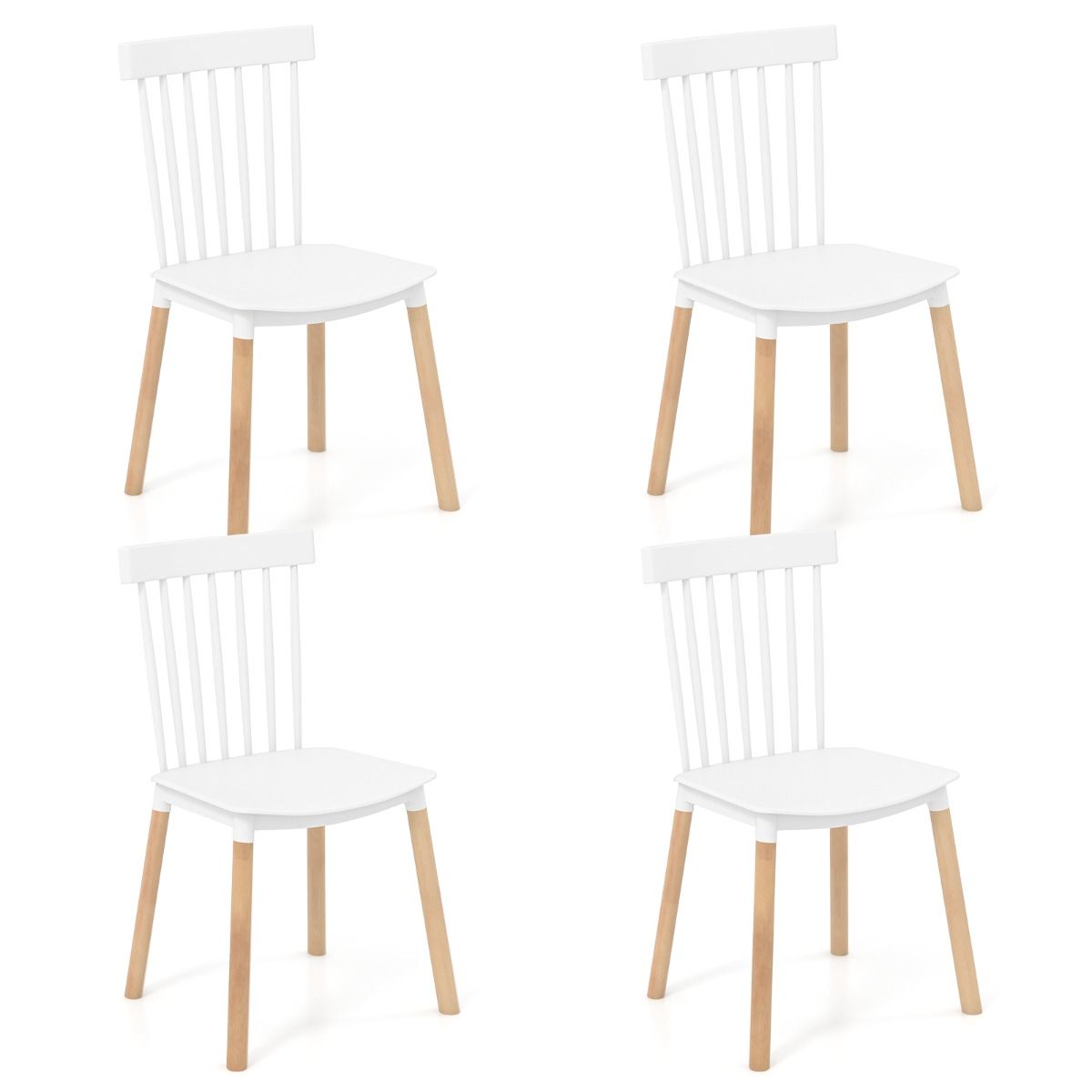 Lot de 4 chaises de salle à manger Coast - pieds en bois massif - patins antidérapants - noir/blanc