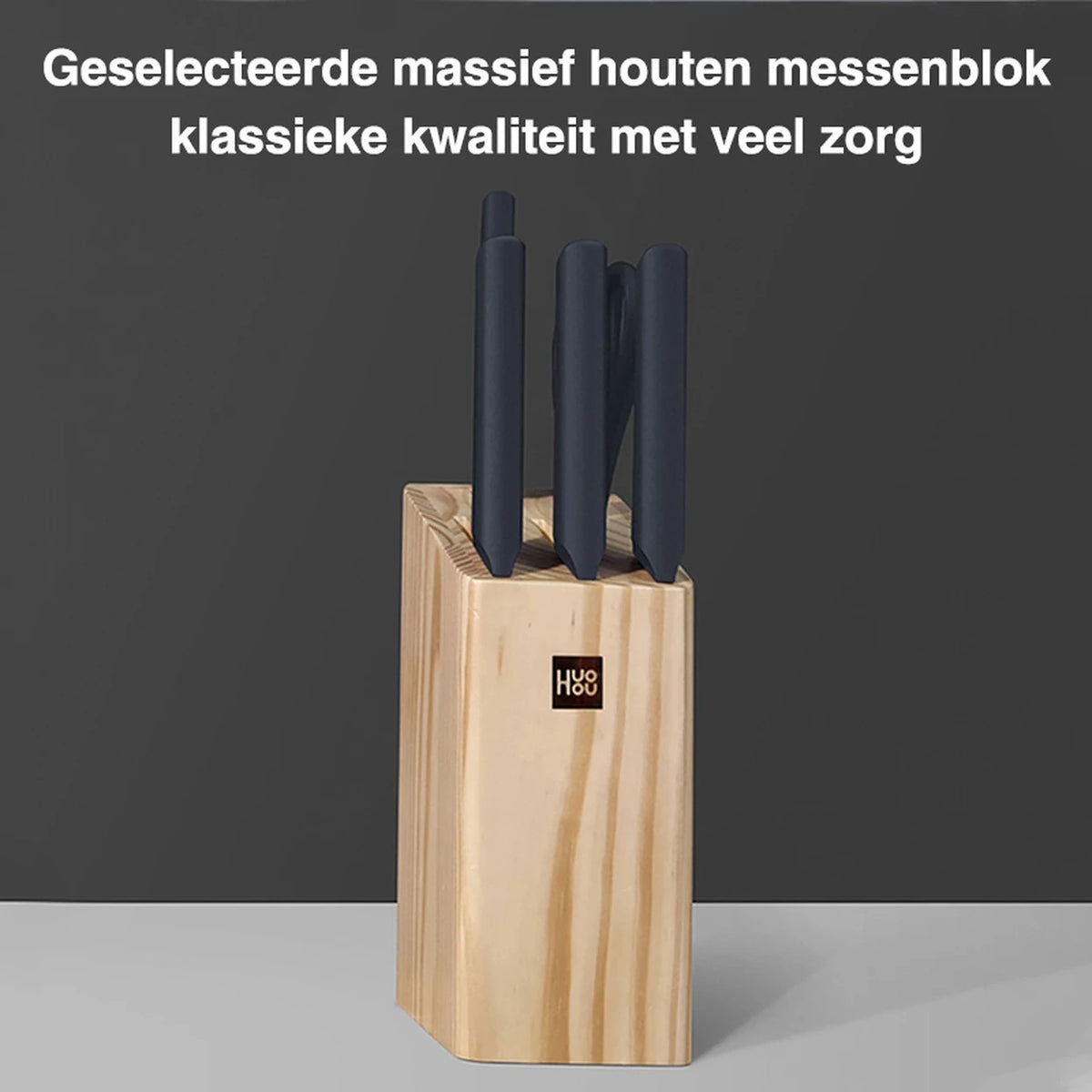 Ensemble de couteaux de cuisine HuoHou avec bloc en bois - 6 pièces - acier inoxydable