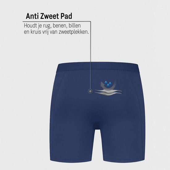 Fibershirts Anti-Sweat Boxer Shorts - Sweat Pad intégré - MicroModal respirant - Anti-Transpiration - Hommes - Taille L - Marine